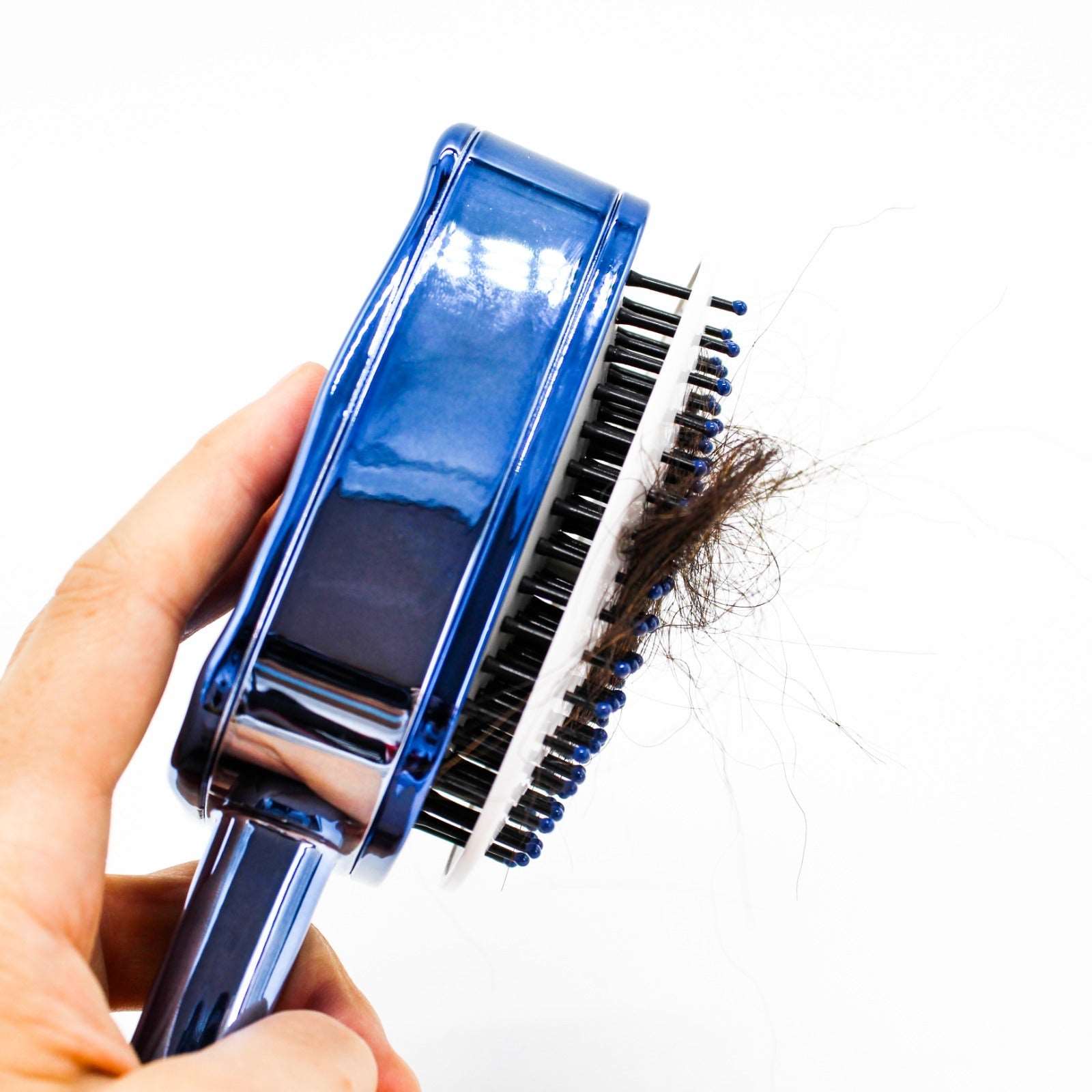 مشط الشعر ذاتي التنظيف للنساء والأطفال -ازرق متاليك