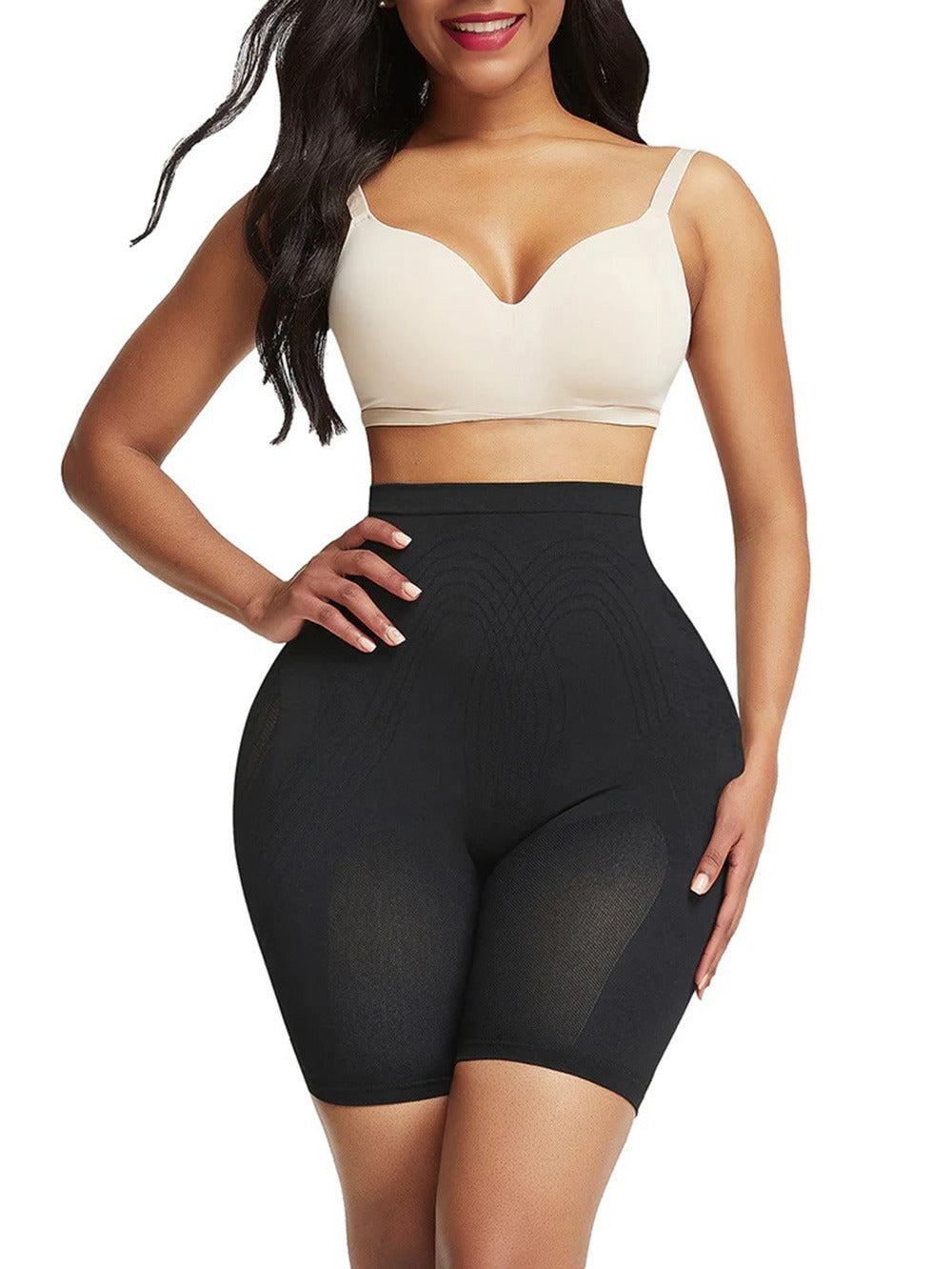 MT 200093 High-waist shorts to tighten the tummy and highlight the buttocks - black color
