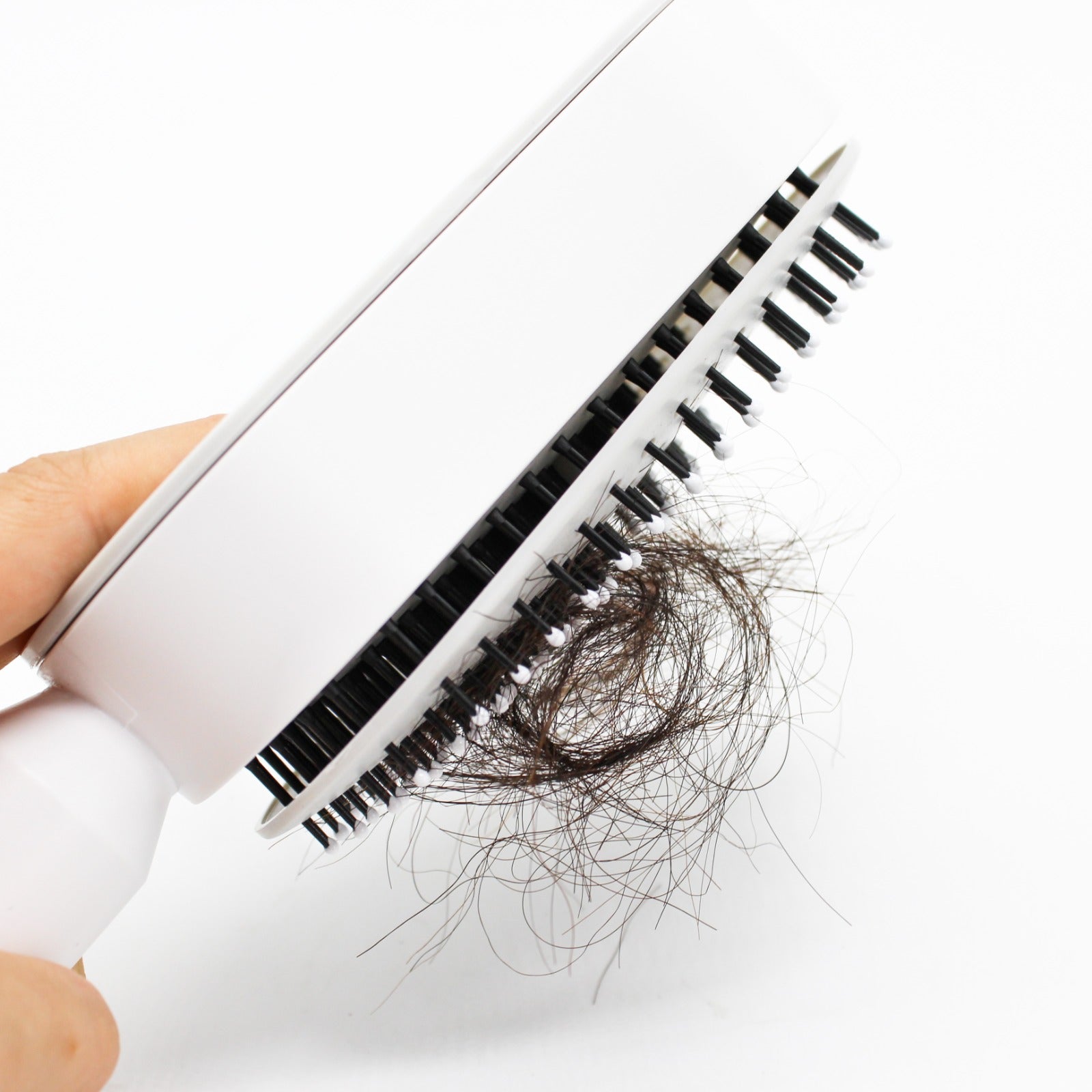 مشط الشعر ذاتي التنظيف  مع القاعده للنساء والاطفال-ابيض